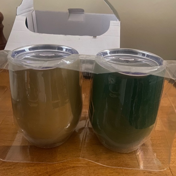 The Memory Company 2-Pk deer hunting stemless stainless steel wine cups w/lids - Picture 3 of 5